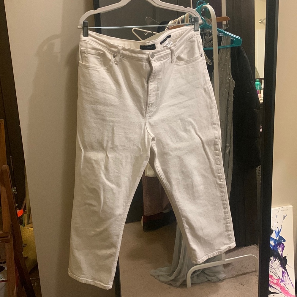 White High Rise Straight Leg Denim Jeans (Short Length)